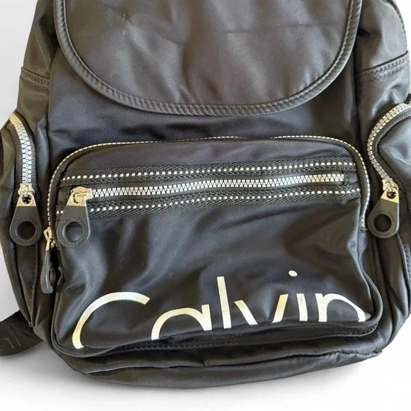Black Calvin Klein Logo Backpack - Picture 2 of 8